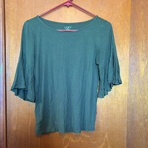 LOFT Army Green short statement sleeves
